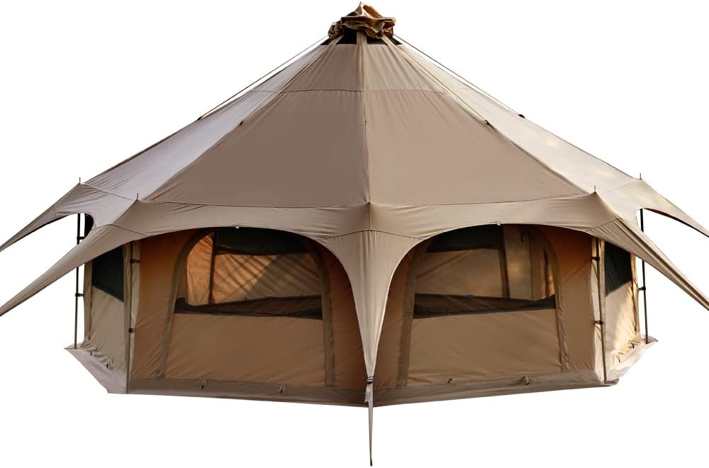 51Mjc7ga4IL._AC_SL1000_.jpg Canvas Bell-Shaped Tent, 16.4ft Luxury Camping Tent with Stove Connector - Image 1
