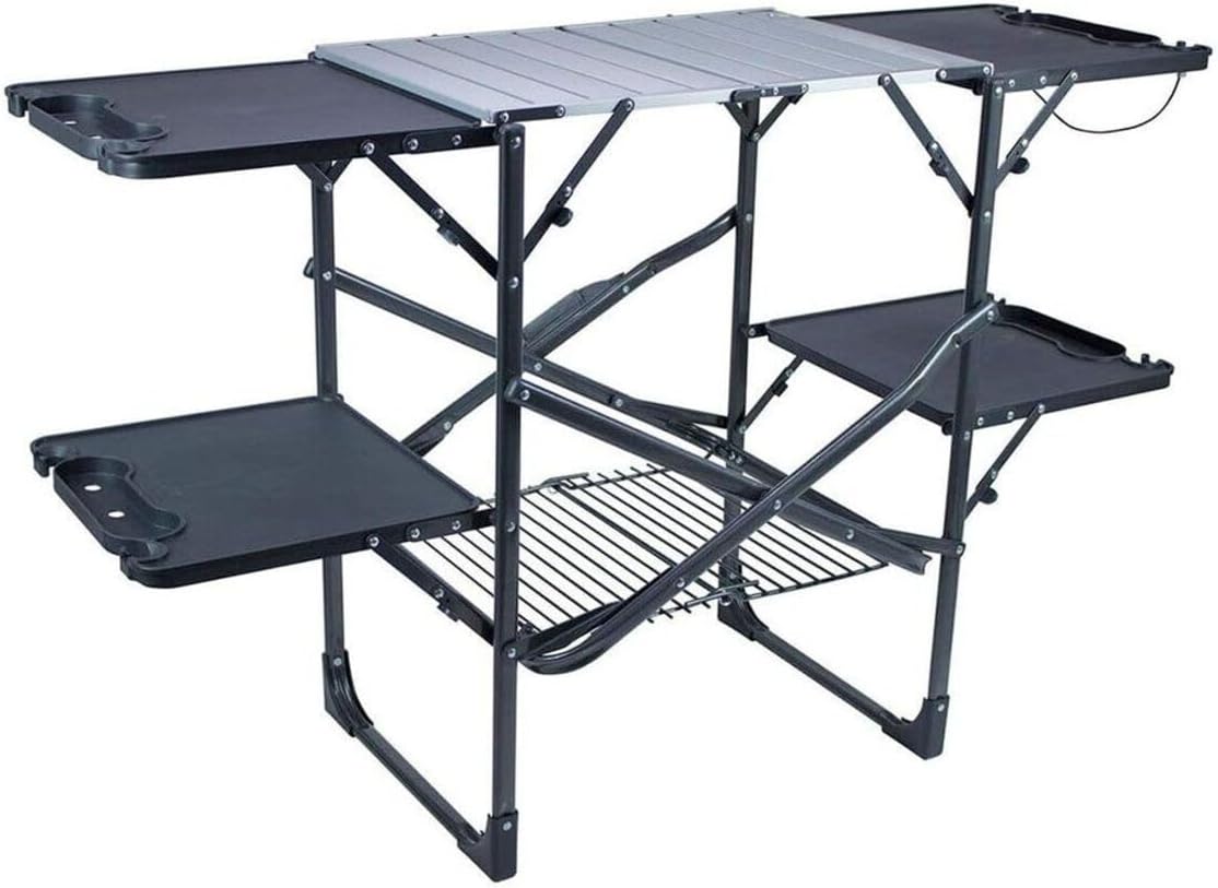 614GVJjqOtL._AC_SL1500_.jpg Ultra-thin Folding Cooking Table with Side Tables and Storage Shelves, Heat-resistant Desktop - Image 1