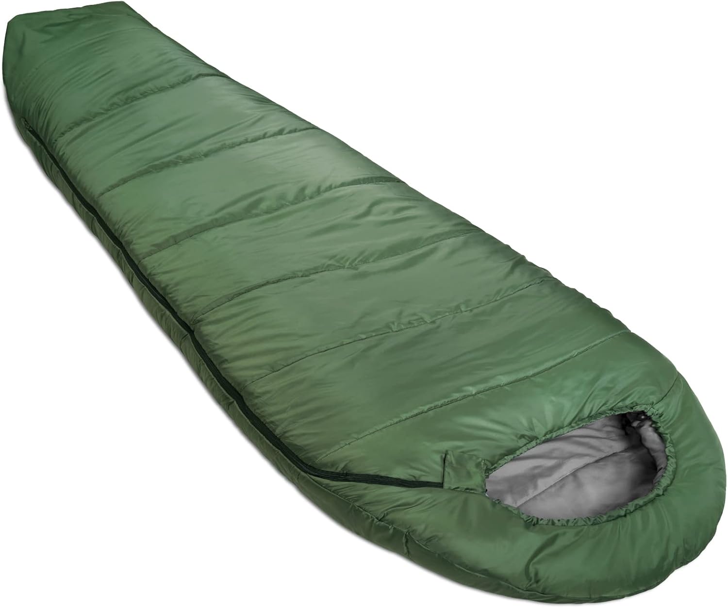 61TqGPPRvzL._AC_SL1500_.jpg -7℃ Mummy Sleeping Bag, Olive Green, Warm and Compact - Image 1