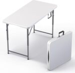 4-Foot Adjustable Heavy-Duty Folding Table with Handles and Steel Frame