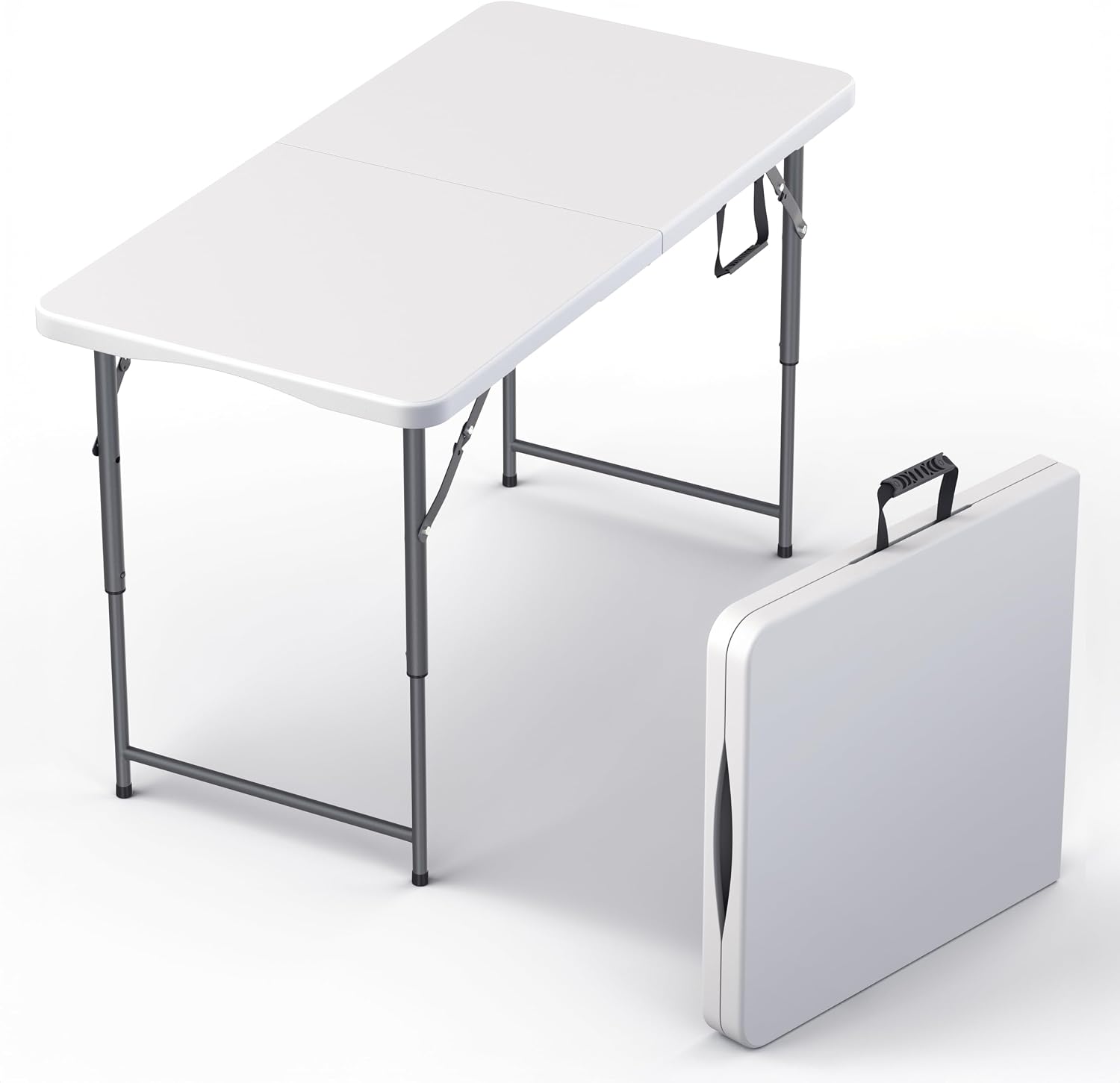 61XaDUIu2iL._AC_SL1500_.jpg 4-Foot Adjustable Heavy-Duty Folding Table with Handles and Steel Frame - Image 1