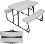 Compact Children's Folding Picnic Table, Easy-to-Clean Steel Frame with Locking Buckle