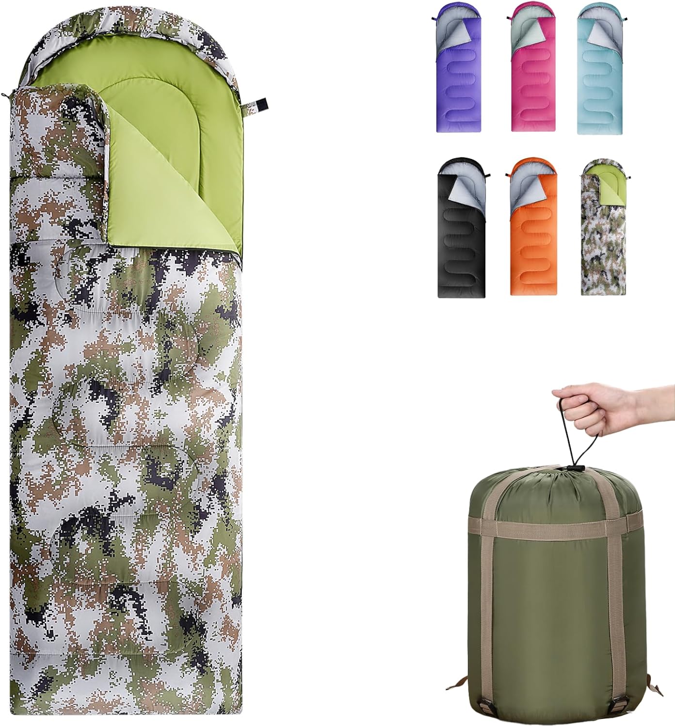 711WPd1d1zL._AC_SL1500_.jpg Lightweight Waterproof Three-Season Sleeping Bag, Suitable for Adults, Teenagers, and Children - Image 1