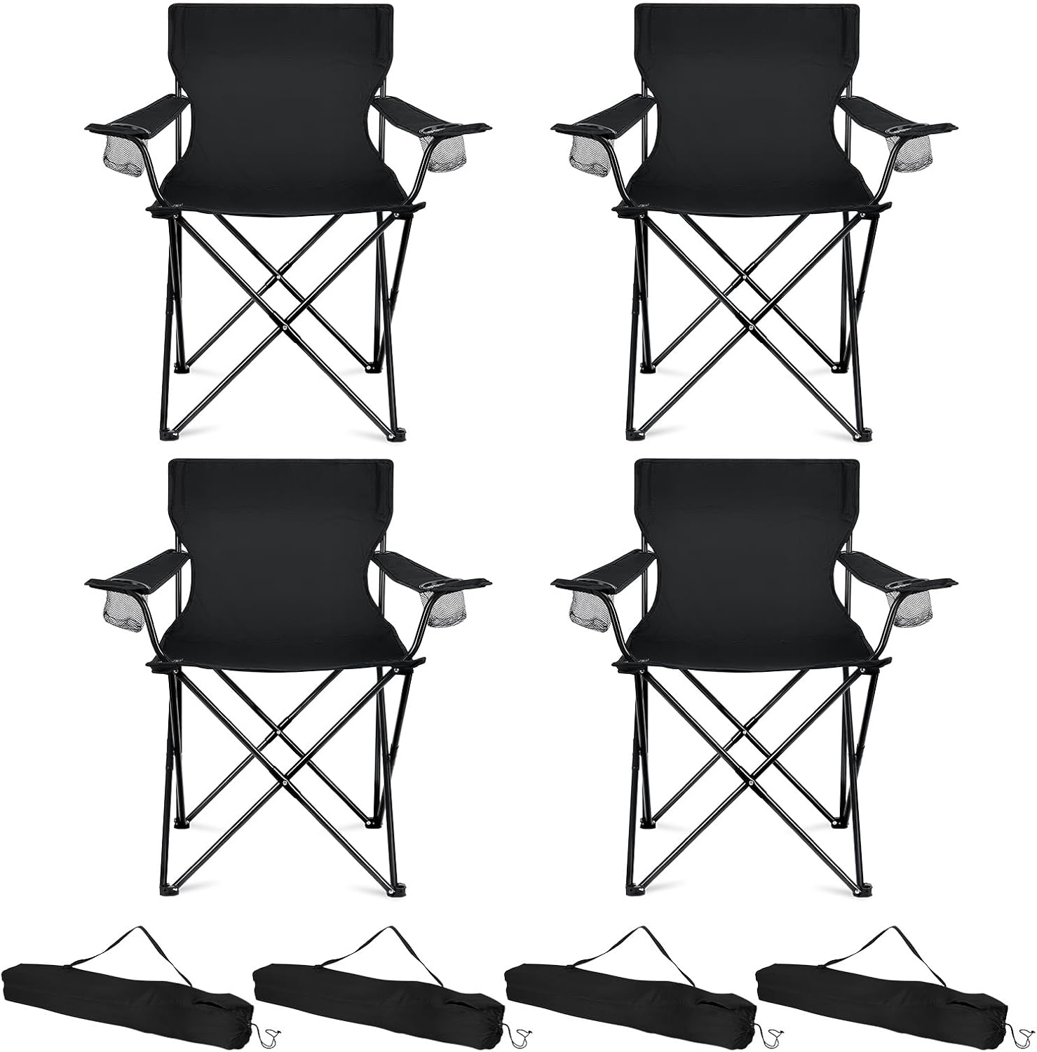 71KkI0Nn5HL._AC_SL1500_.jpg Four-Piece Extra-Large Folding Camping Chair Set with Cup Holder and Oxford Cloth Outdoor Seats - Image 1
