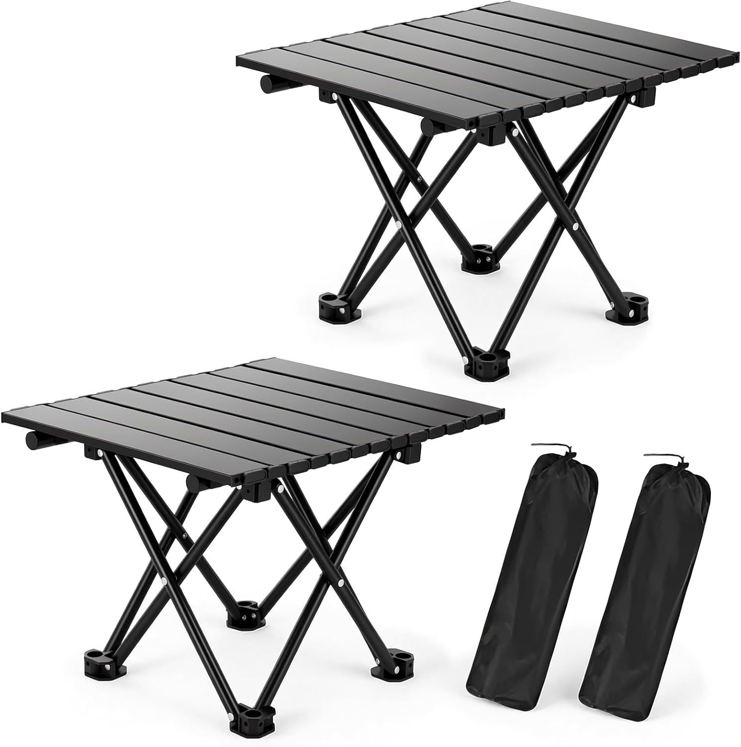 71fsUuQq1L._AC_SL1500_.jpg Two-Piece Ultralight Folding Camping Table, Small Beach Table with Portable Bag - Image 1
