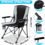 Extra-Large Load-Bearing Folding Camping Chairs (2-Pack), with Side Pockets, Black/Grey - Image 2