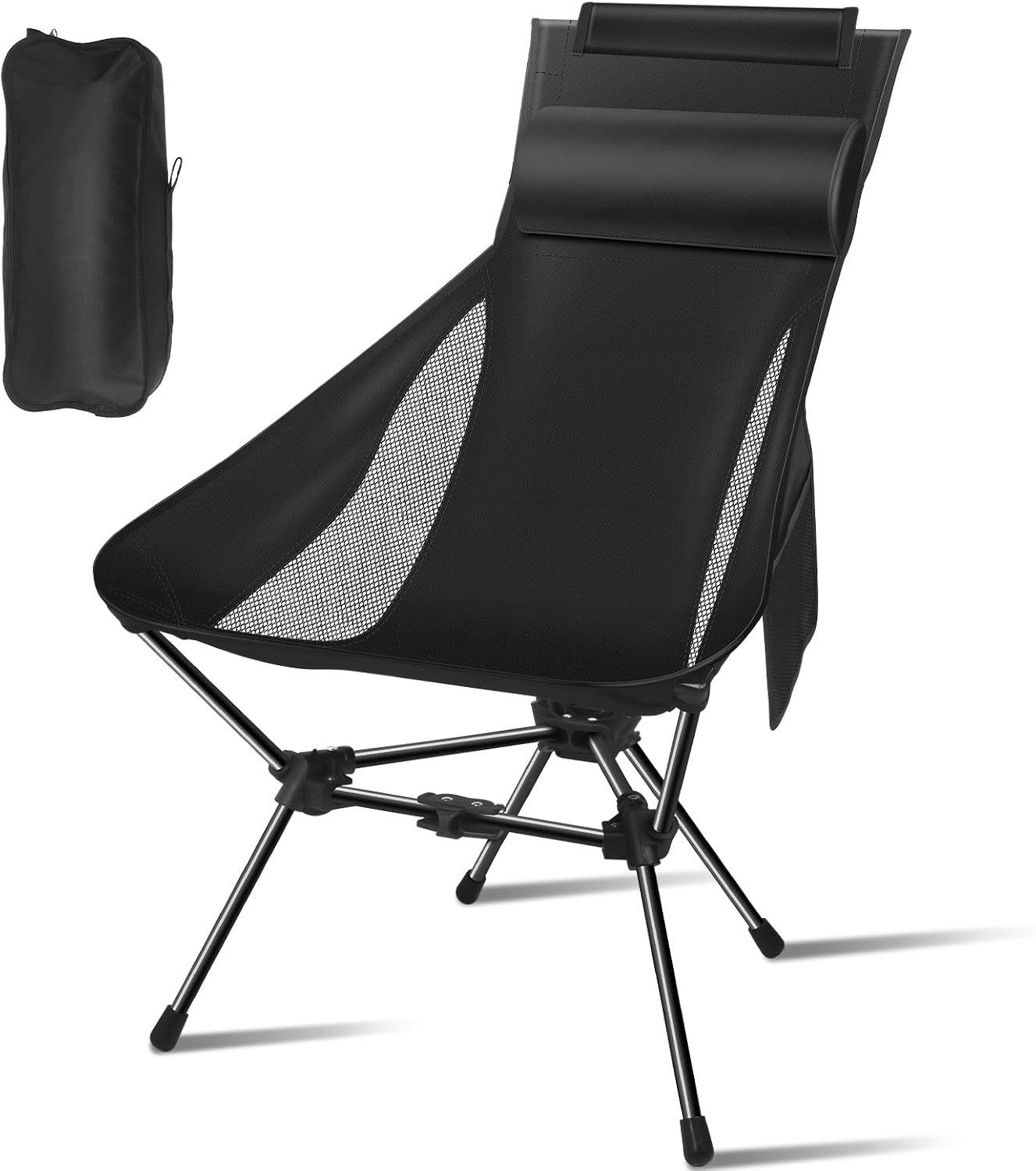71pEi861PL._AC_SL1500_.jpg Folding Camping Chair with Headrest, Lightweight Outdoor Model with Storage Bag - Image 1