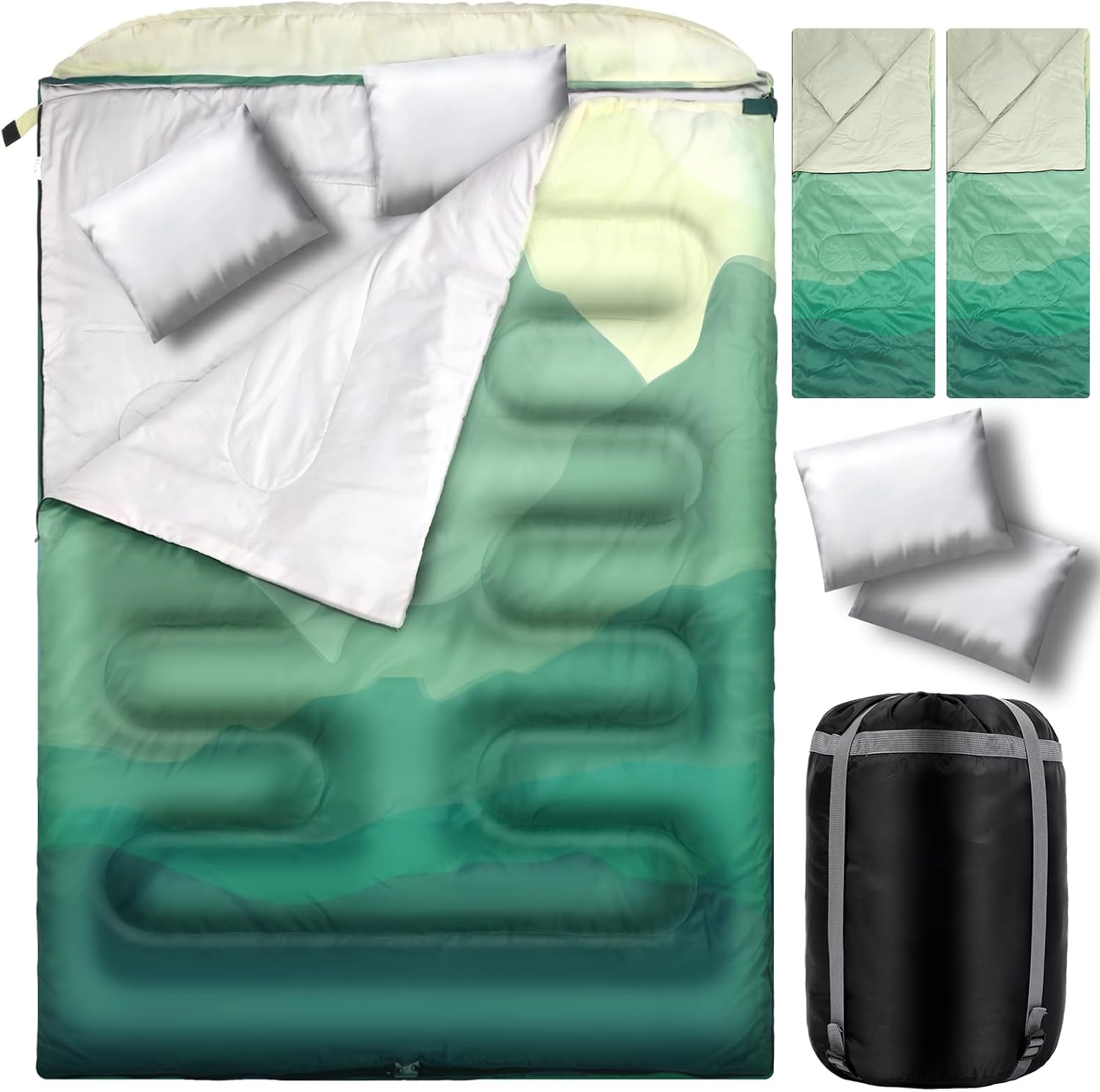 71xiNy3-QOL._AC_SL1500_.jpg Extra Large Waterproof Sleeping Bag for All Seasons with Pillow - Image 1