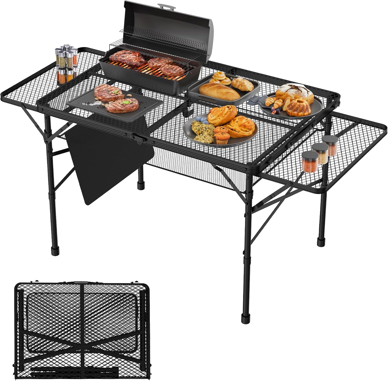 81ifxWcW3CL._AC_SL1500_.jpg Double-Wing Folding Camping Table, 3x2 Feet Portable with Mesh Bag - Image 1
